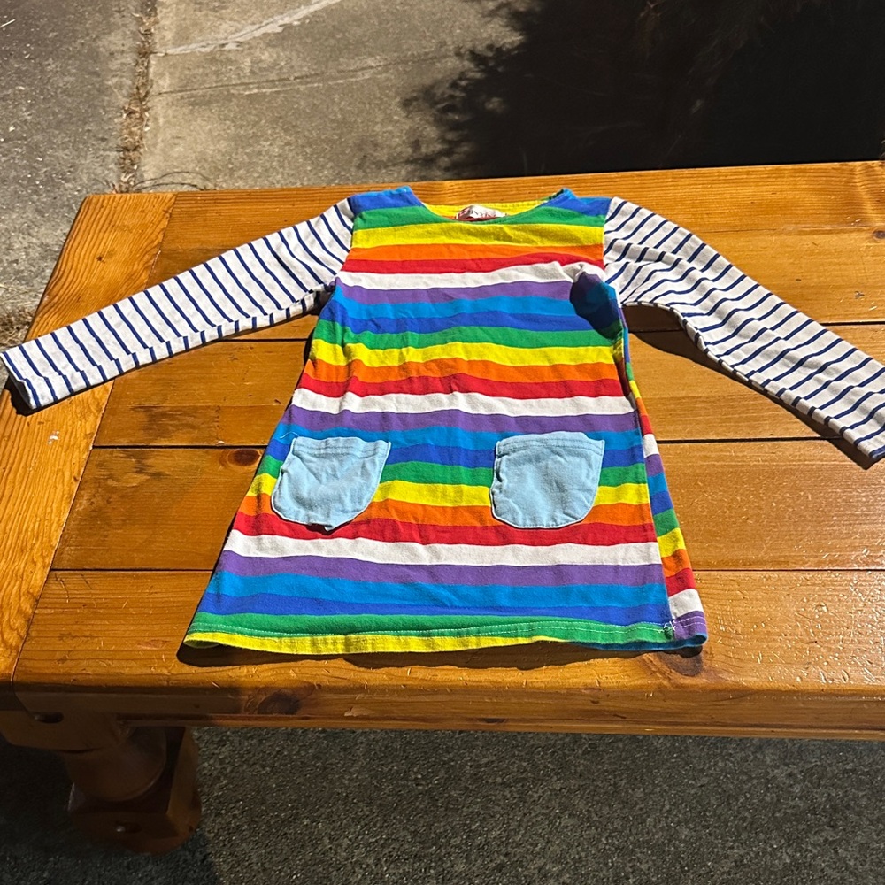 Colorful Striped Kids Casual Long Sleeve Dress